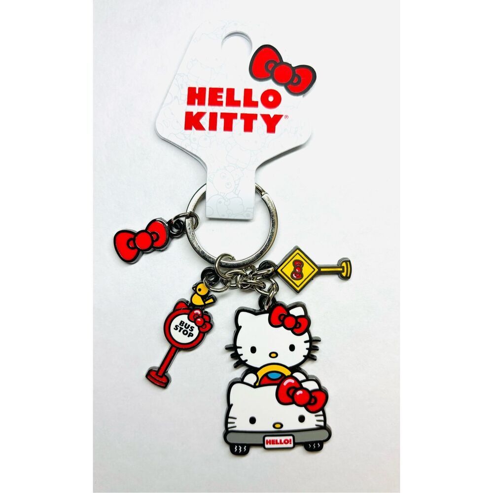 Universal Studios Sanrio Hello Kitty Driving Charm Metal Keychain LIMITED EDITIO